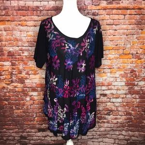 Greater Good Purple Floral Boho Tunic Blouse